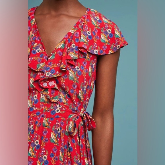 MAEVE • Sz. 0 Rosalia red floral wrap dress - Picture 5 of 10